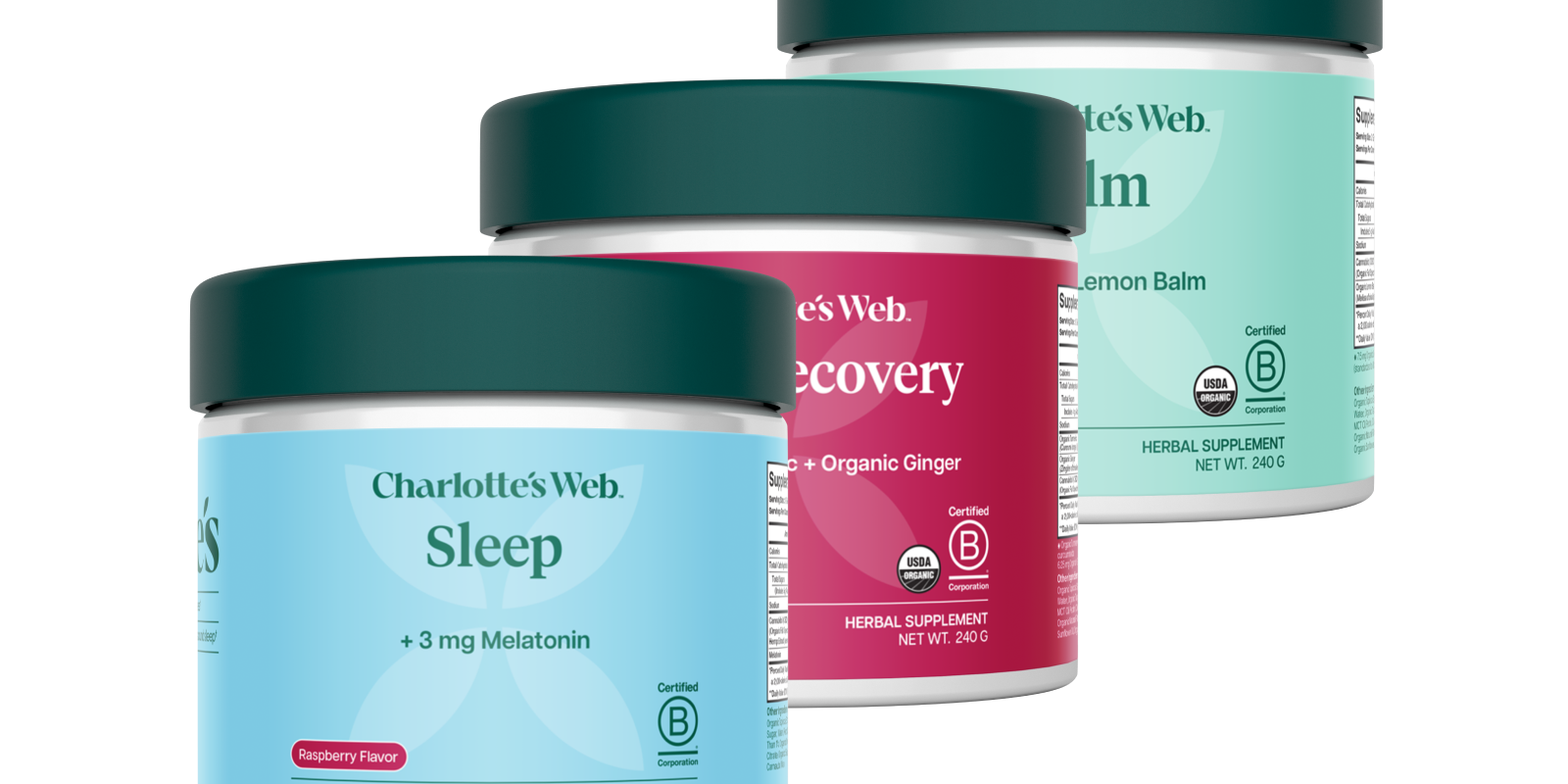 Charlotte's Web Sleep, Daily Recovery, and Calm Gummies