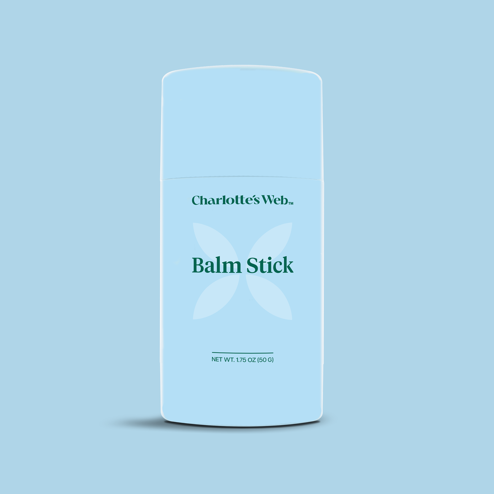 Product Image for Charlotte's Web  Balm Stick packaging and stick on a blue background