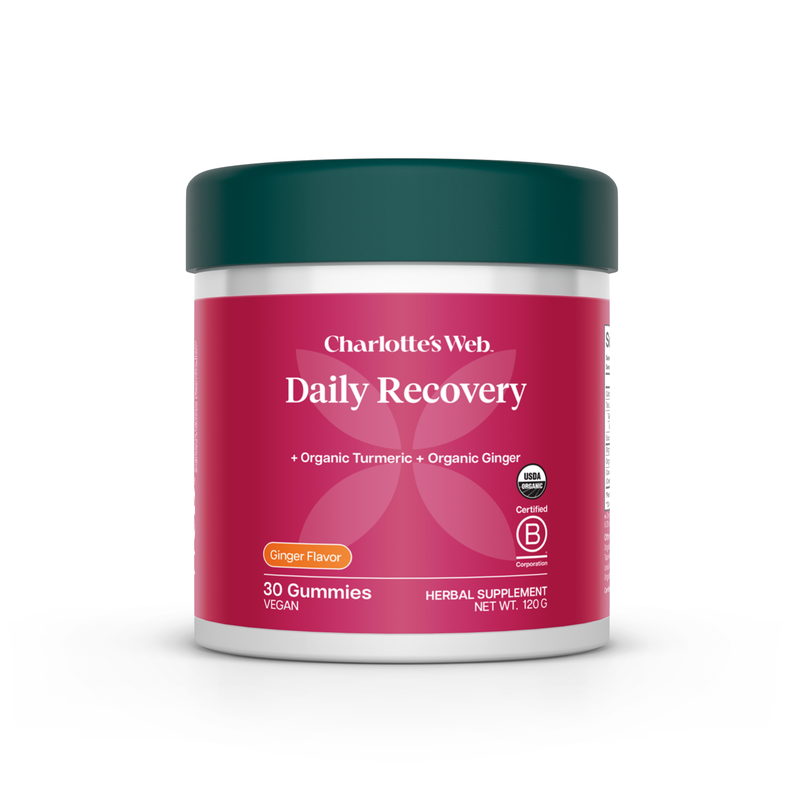 Product Image for Charlotte&#39;s Web Daily Recovery gummies container on a white background