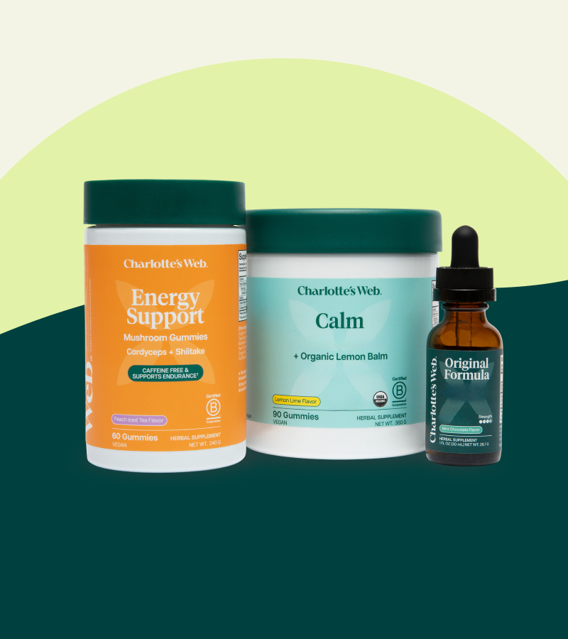 Three Charlies Web products on a green and blue gradient background