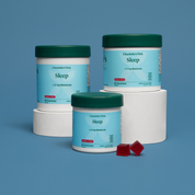 Product Image for Three containers of Charlotte&#39;s Web Sleep supplement on a blue background