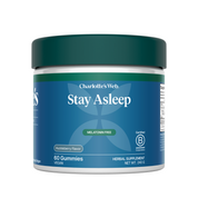 Product Image for Jar of Charlotte&#39;s Web Stay Asleep gummies on a white background