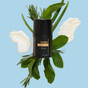 Product Image for Black container of Charlotte&#39;s Web cooling gel surrounded by green leaves and white flowers on a light blue background