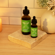Product Image for Two &#39;Daily Care&#39; bottles on a stone coaster with a neutral background