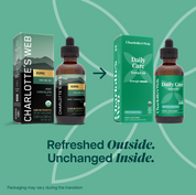 Product Image for Two bottles of Charlotte&#39;s Web extract oil with packaging on a green background