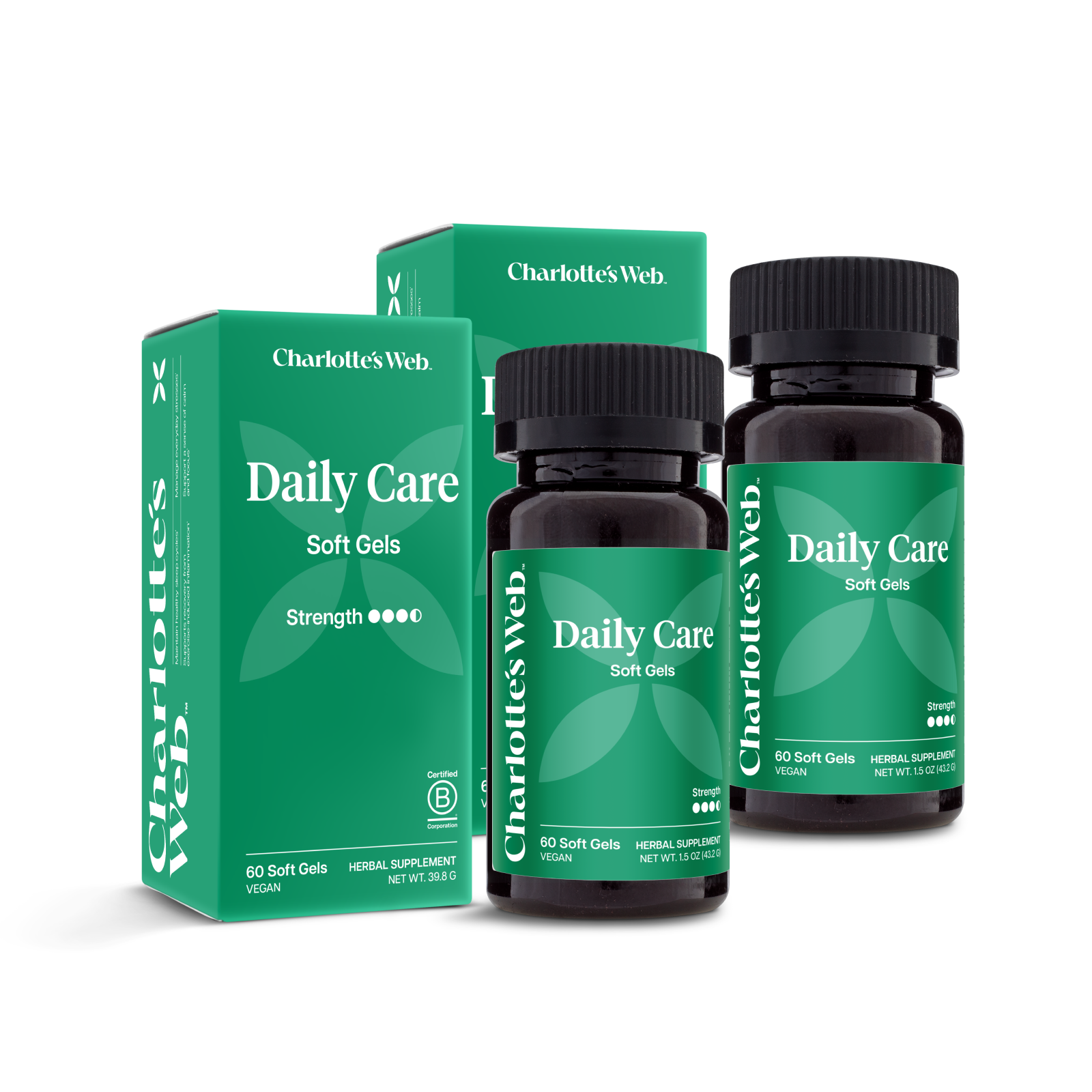 Product Image for Charlotte&#39;s Web Daily Care Soft Gels packaging on a white background