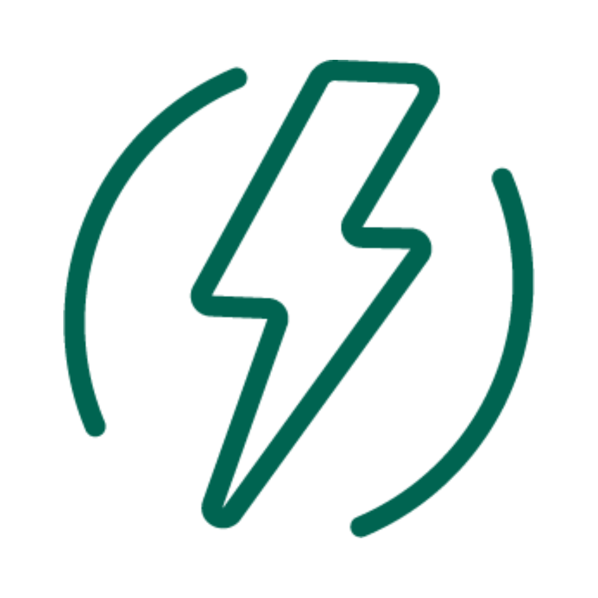 Green lightning bolt symbol on a white background