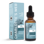 Product Image for Charlotte&#39;s Web full spectrum hemp extract bottle and packaging on a white background