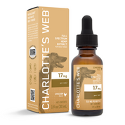 Product Image for Charlotte&#39;s Web full spectrum hemp extract bottle and packaging on a white background