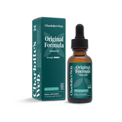 Product Image for Charlotte&#39;s Web Original Formula Extract Oil bottle and packaging on a white background