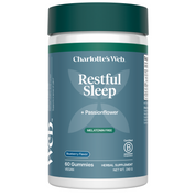 Product Image for Charlotte&#39;s Web Restful Sleep gummy supplement container on a white background