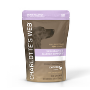 Product Image for Bag of Charlotte&#39;s Web dog treats for skin health and allergy support on a white background