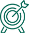 Green target with an arrow in the center on a white background