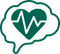 Green heart with a pulse line inside on a white background