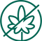 A green prohibition symbol over a hemp leaf icon.